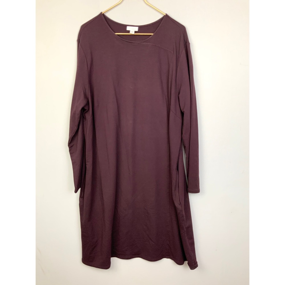 PureJill J Jill Sz 2X Plum Pima Cotton Modal Long Sleeve Knee Length Tunic Dress